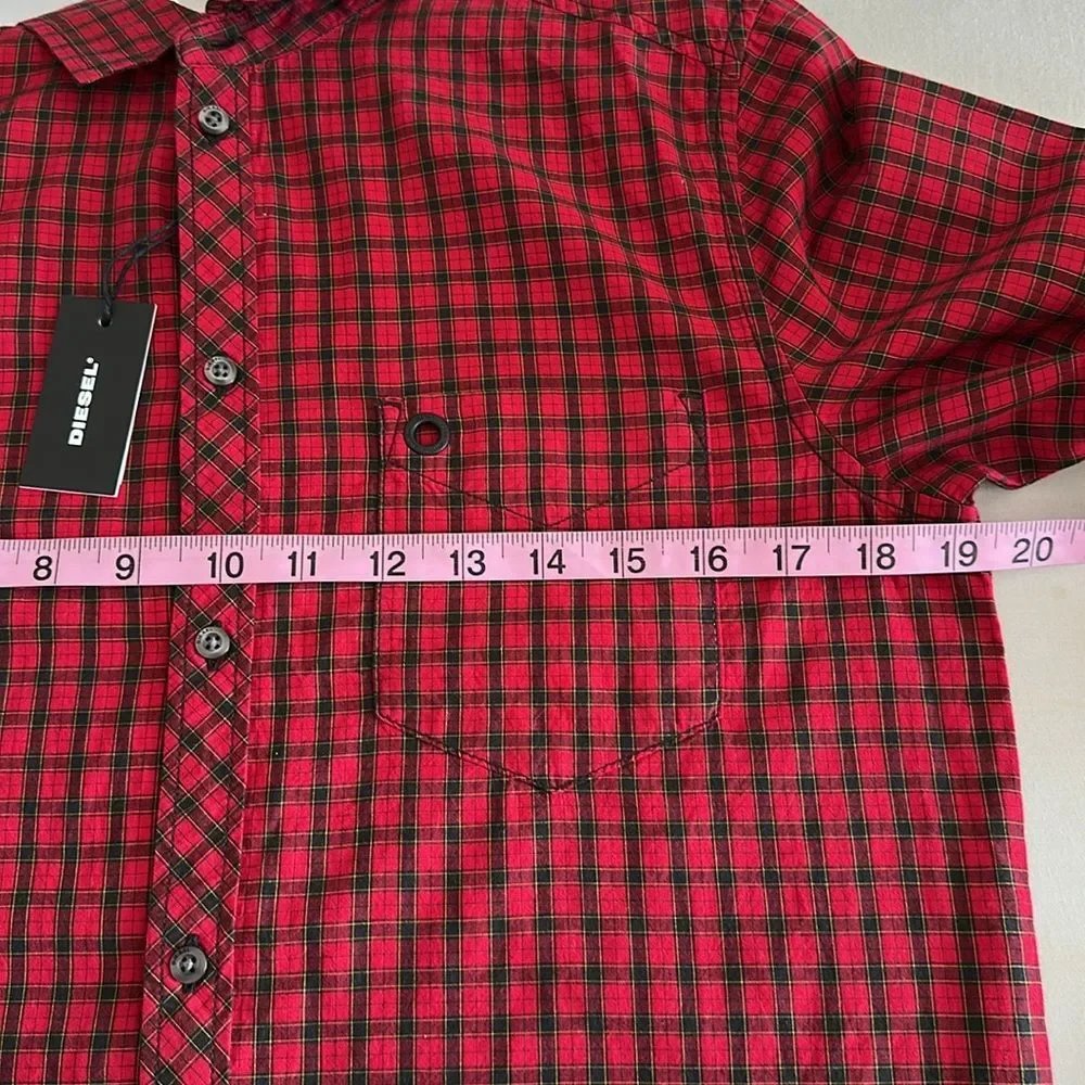 NWT Diesel Western Red & Black Plaid Button-Up Shirt – Size 14Y Style Cacey